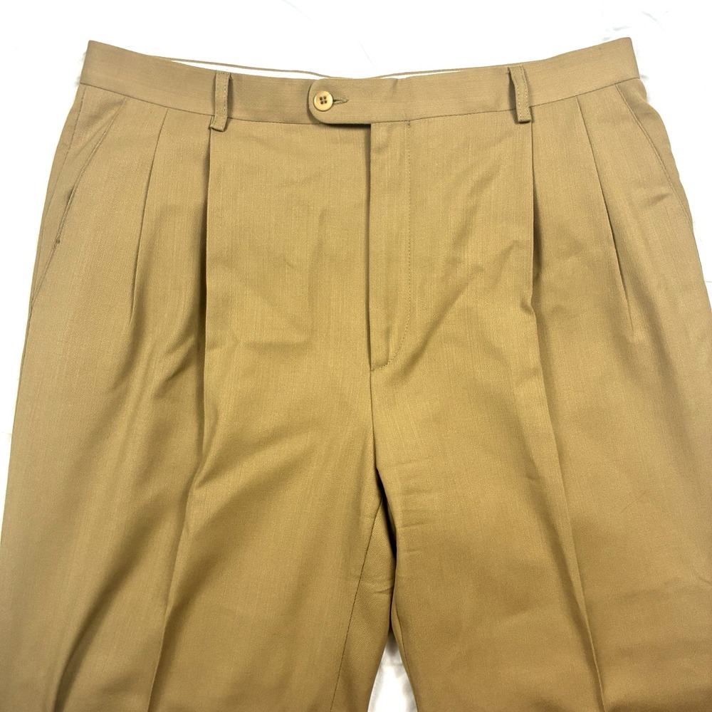 Zanella Dress Trousers Light Brown Olive Wool Pants 36 Italy